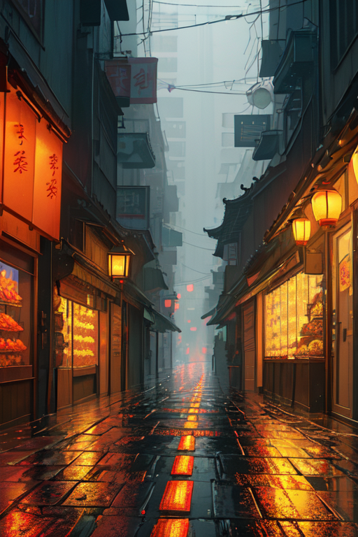 meinamix_v5Final result for Rainy Lantern Street